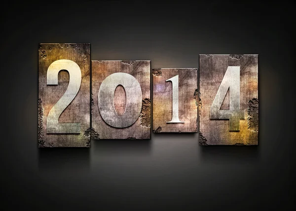 Year 2014 letterpress. — Stock Photo, Image