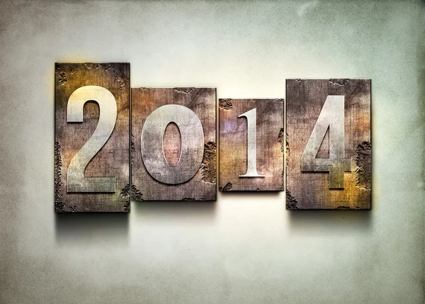 Year 2014 letterpress. — Stock Photo, Image