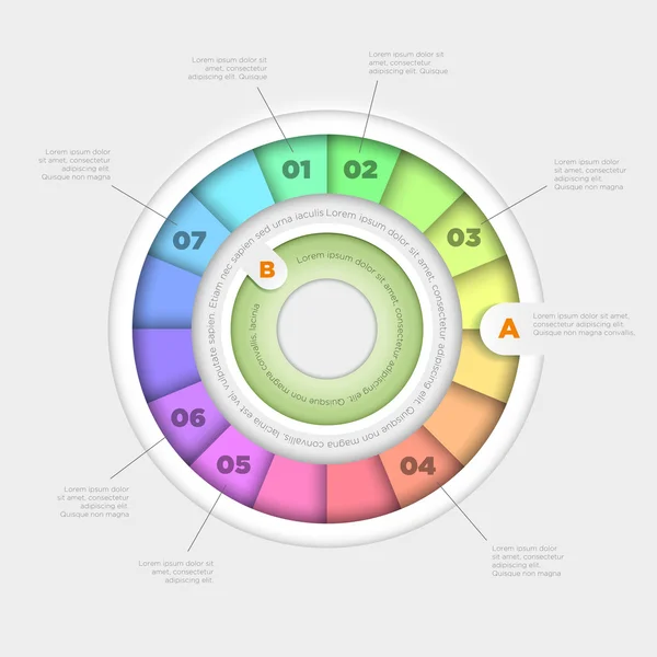 Colorida infografía de ruedas — Vector de stock