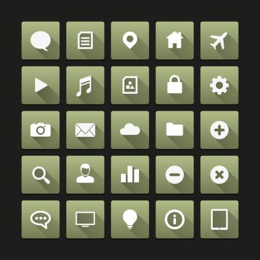uzun gölge düz Icon set