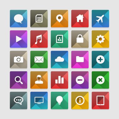 uzun gölge düz Icon set