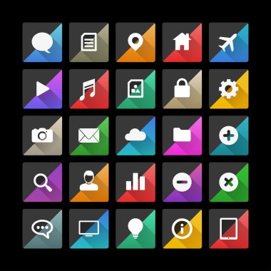 uzun gölge düz Icon set