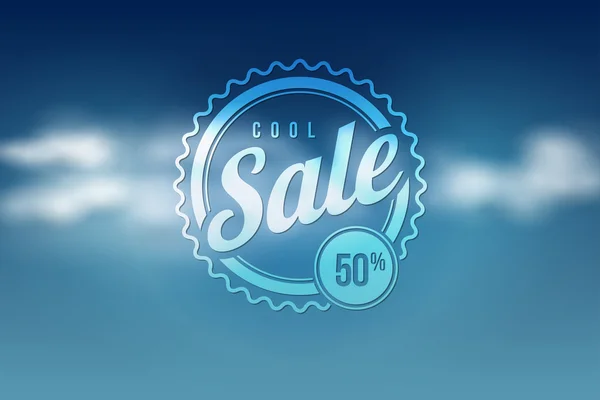 Sale seal on blue sky — Stock Vector