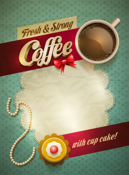 Плакат с кофе и тортом — стоковый вектор
