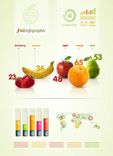 Polygon Obst Infografik Vorlage — Stockvektor