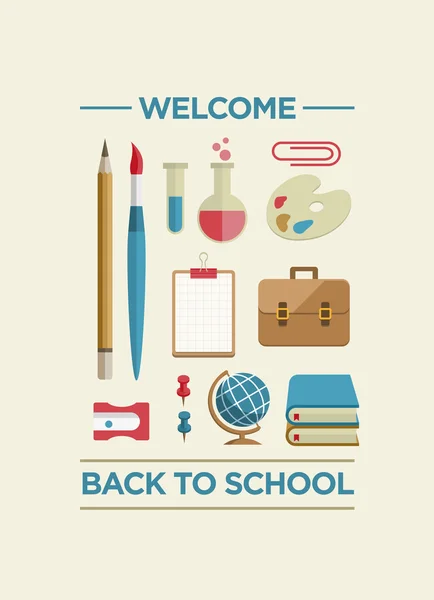 Välkommen tillbaka till skolan affisch — Stock vektor