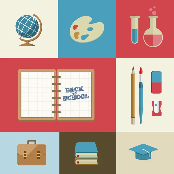 Onderwijs en school supplies pictogrammenset — Διανυσματικό Αρχείο