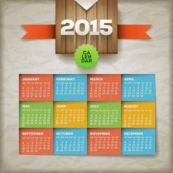 Calendário 2015 — Vetor de Stock