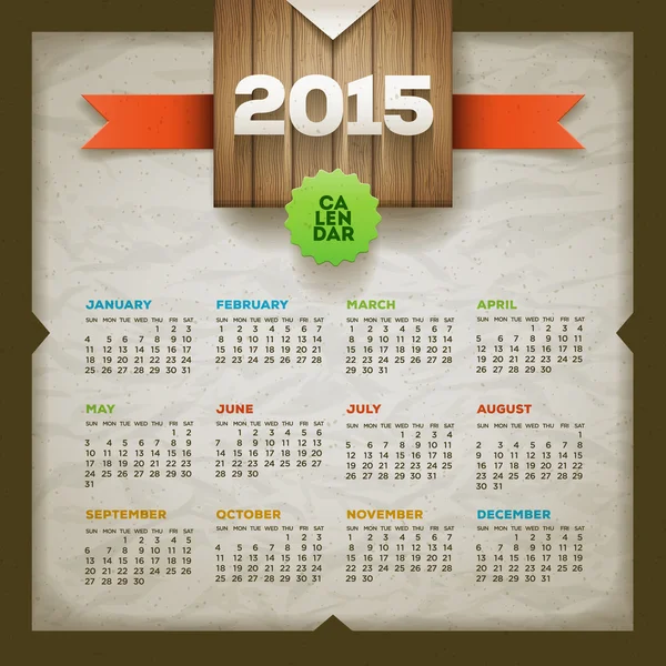 Calendario 2015 — Archivo Imágenes Vectoriales