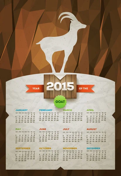 Año de la Cabra 2015 Calendario — Archivo Imágenes Vectoriales