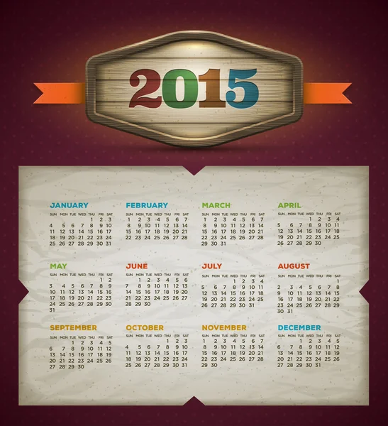 Calendario 2015 — Archivo Imágenes Vectoriales