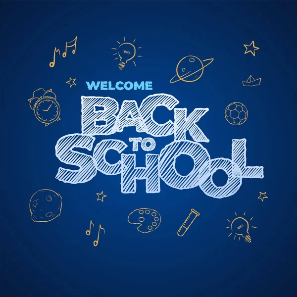 Welcome Back School Typographic Vector Design — Stock Vector