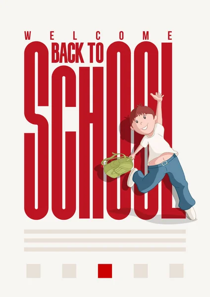 Welcome Back School Typography Poster Design Vector Illustration Happy Kid — Stock vektor