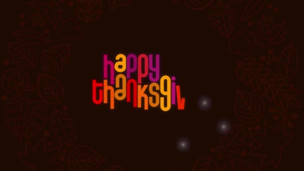 Happy Thanksgiving Colorful Text Animation Loop Animation — Stock Video