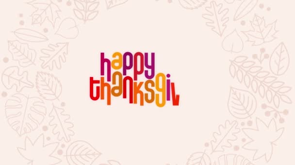 Happy Thanksgiving Colorful Text Animation Loop Animation — Stock Video