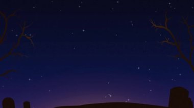 Creepy Halloween midnight cartoon loop animation.