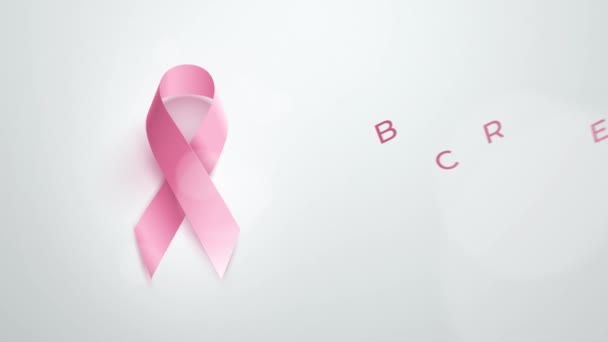 Breast Cancer Awareness Month Loop Animation High Quality Ribbon Typographic — Stockvideo