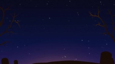 Creepy Halloween midnight cartoon loop animation. High quality 4k footage.