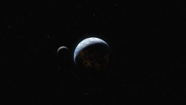 Hold Forog Űrben Csillagokkal Föld Bolygóval Felbontás Térkép Nasa Jóvoltából — Stock videók