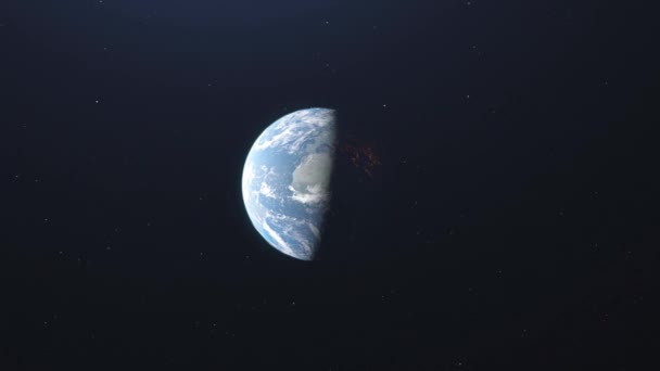Бесшовные Кадры Вращения Планеты Земля Вокруг Трехмерной Орбиты Переход Днем — стоковое видео