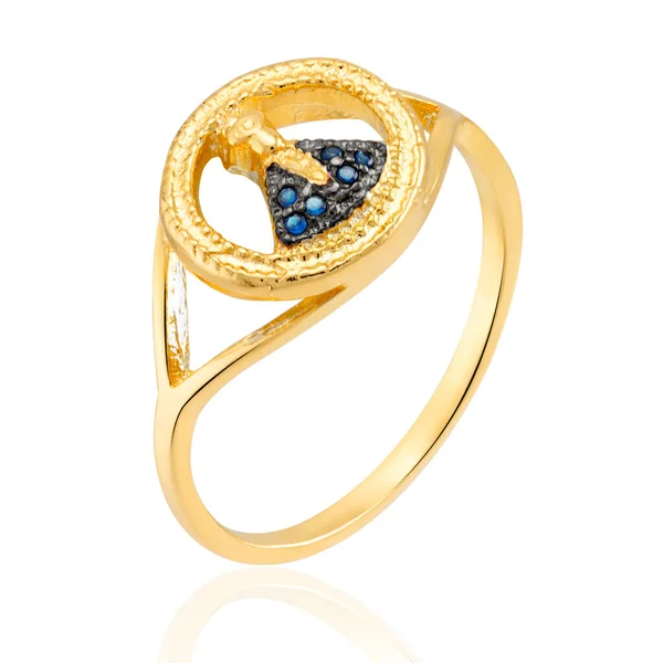 18K Gold Ring Sparkling Crystals Rhodium Accents — Stockfoto