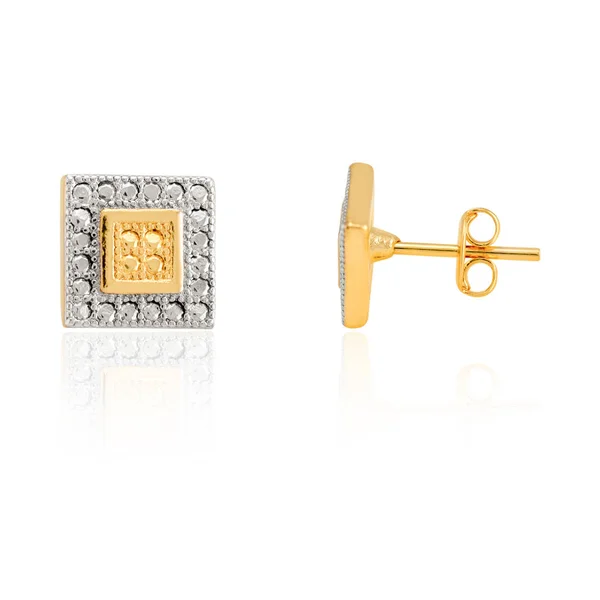 Gold Earrings Zirconia Stones Crystal Color Rhodium Details — Fotografia de Stock