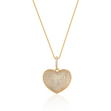 Gold choker with zirconia crystals and rhodium accents