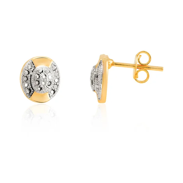 Gold Earring Zirconia Crystals Rhodium Details — Fotografia de Stock