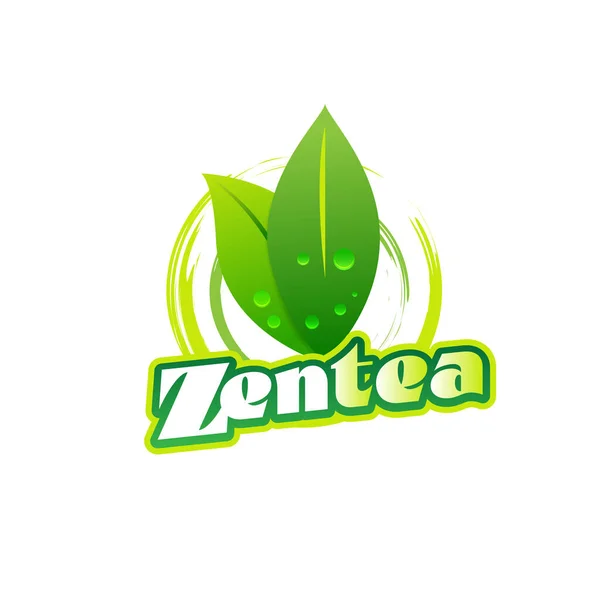 Taze Yeşil Çay Gevşetici Logo Tasarım Şablonu — Stok Vektör