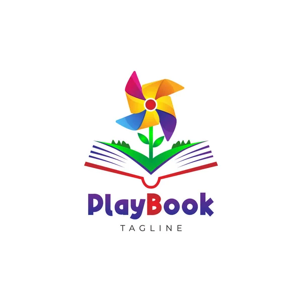 Jugar Libro Educación Logo Plantilla Diseño — Archivo Imágenes Vectoriales