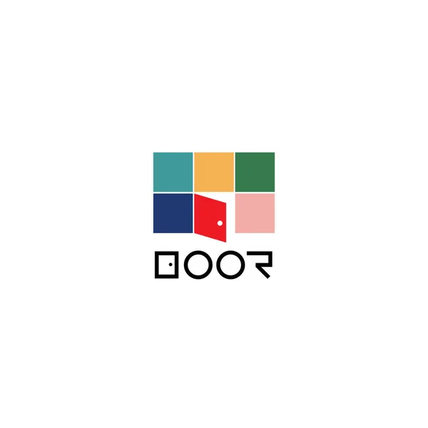 Basit Kapı Açılmış Logo Tasarım Şablonu — Stok Vektör