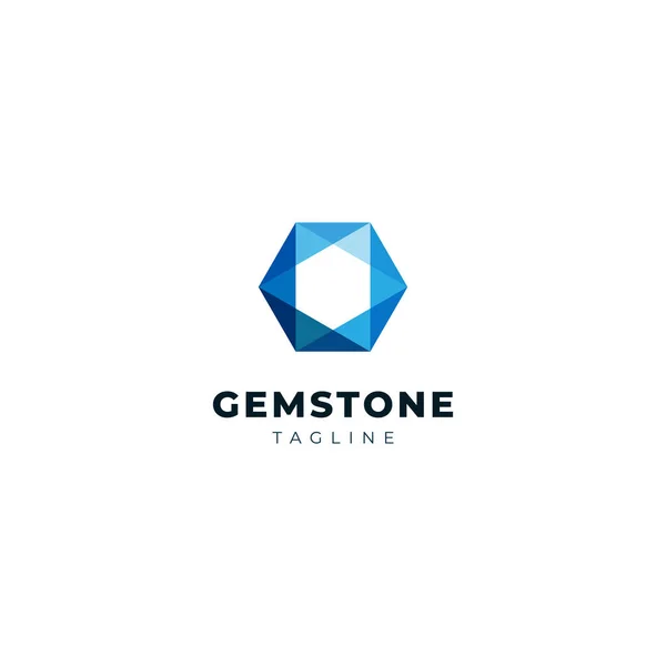 Geometría Blue Diamond Gem Stone Logo Design Template — Archivo Imágenes Vectoriales