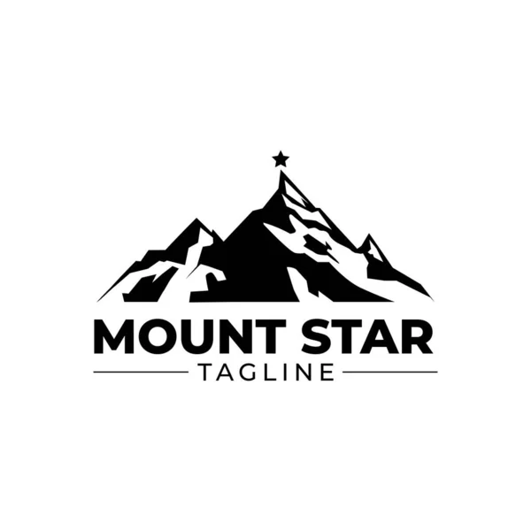 Montagna Con Stella Sulla Cima Modello Design Logo — Vettoriale Stock