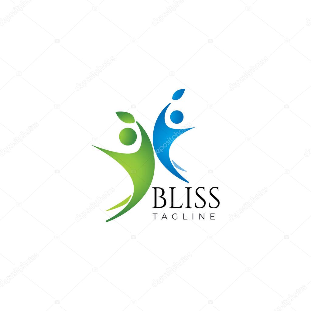 Jumping Joy People Logo Design Template