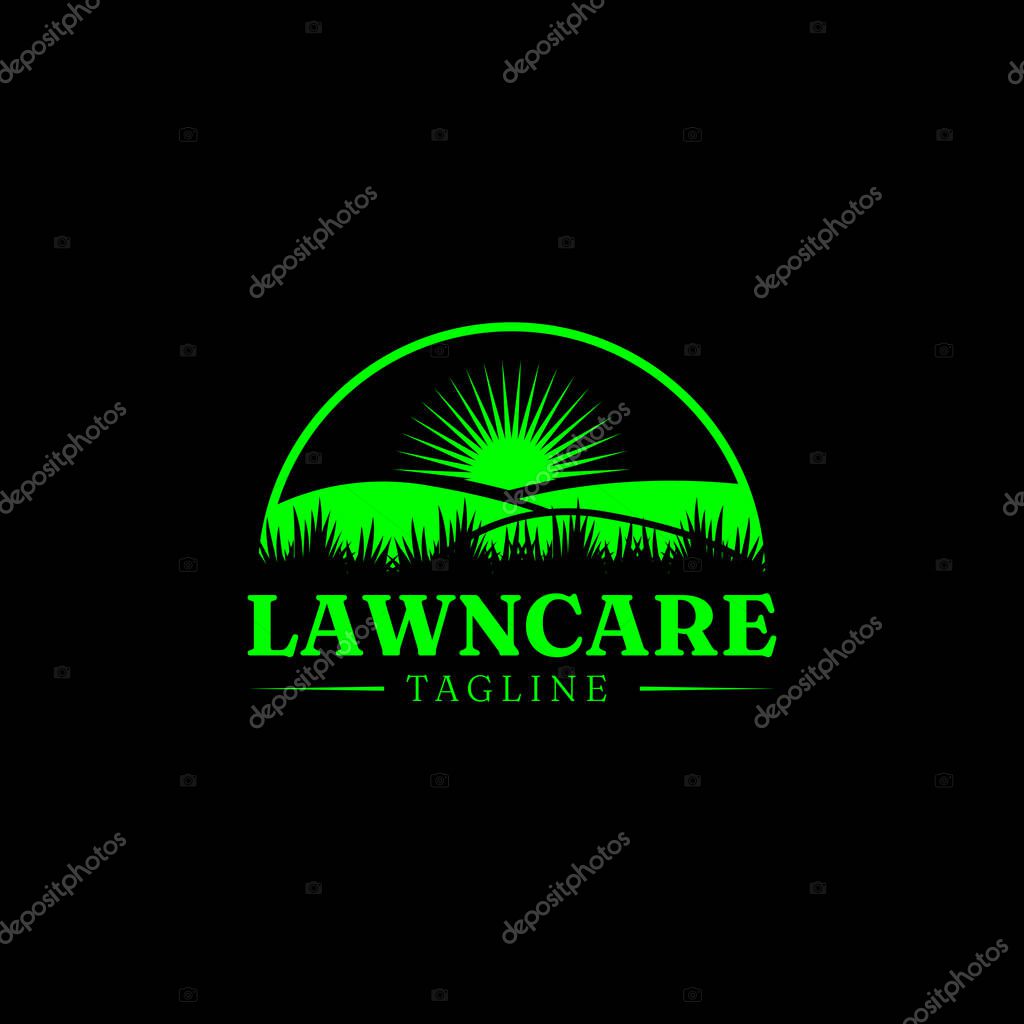 Lawn Care Logo Design With Dark Background