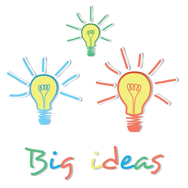 Concepto de bombilla creativa Big Ideas — Vector de stock