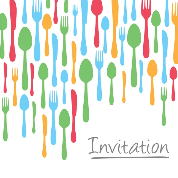Design de cartão de convite criativo com borda de talheres —  Vetores de Stock