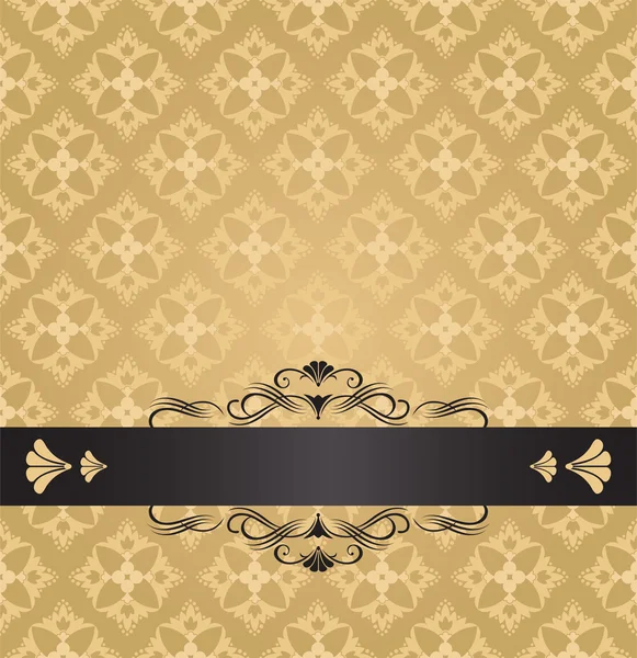 Fleurs dorées et tourbillons invitation design — Image vectorielle