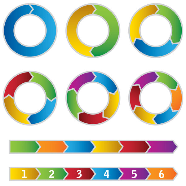 Set of colourful Circle Diagrams and arrows