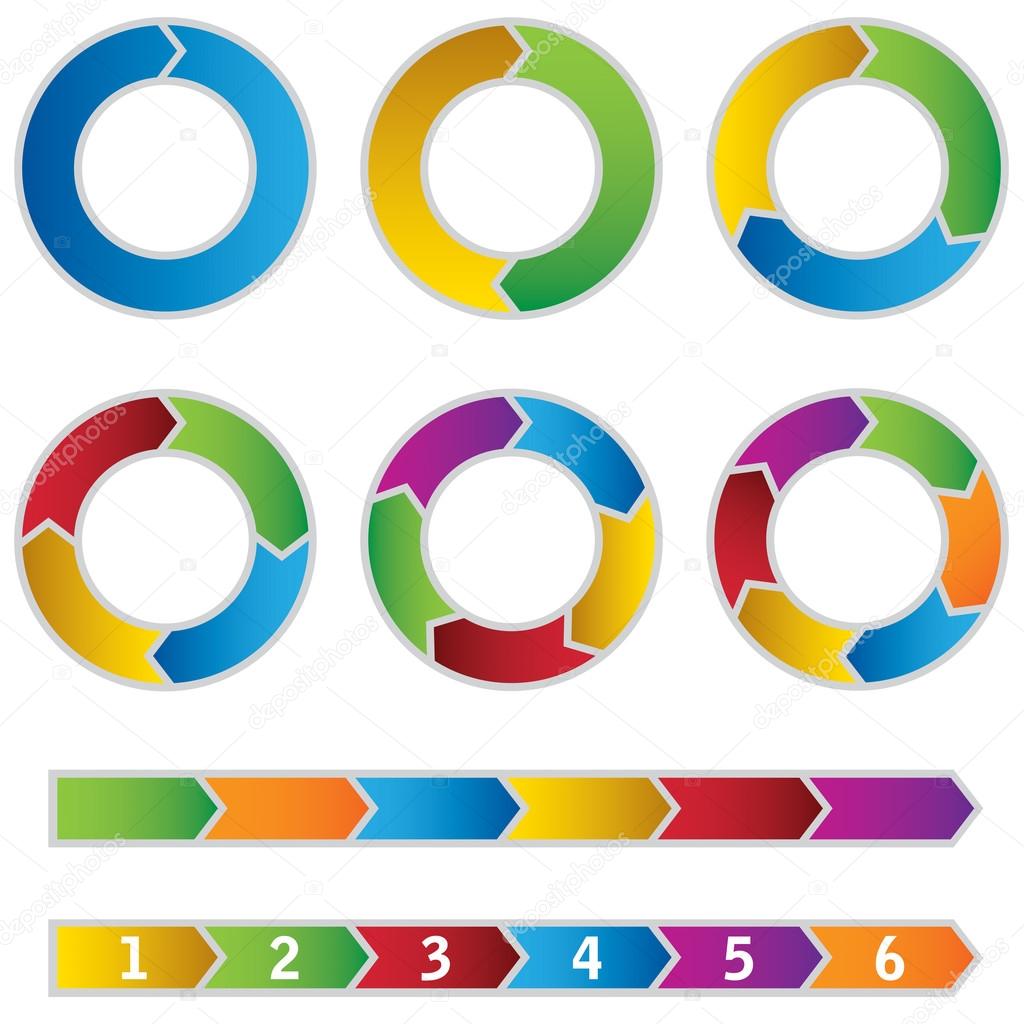 Set of colourful Circle Diagrams and arrows