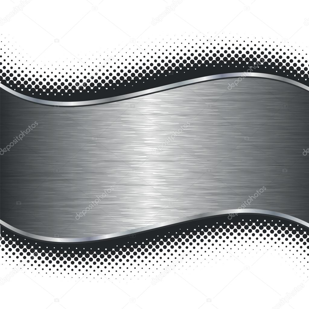 Brushed silver metal background with black halftone borders