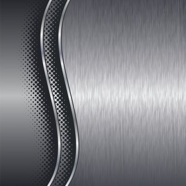 Fırçalanmış alüminyum metal plaka arka plan ile noktalı kenarlık