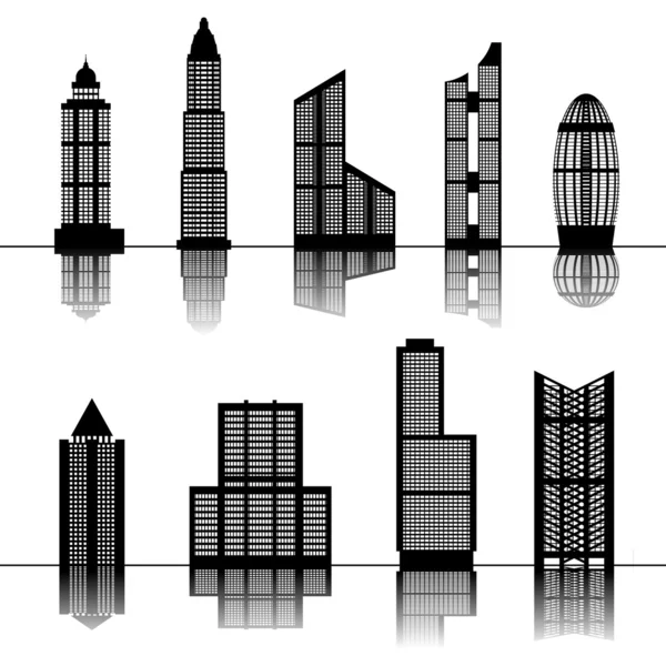 Arranha-céus conjuntos de edifícios — Vetor de Stock