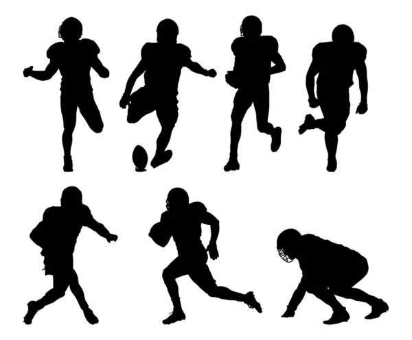Silhouette de footballeurs américains — Image vectorielle