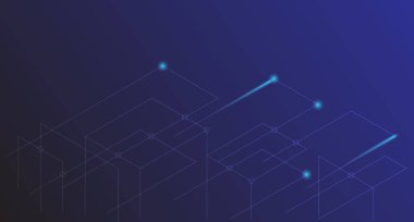 teknoloji arkaplan çizgileri, noktalar, daire ve izometrik çizgiler beyaz parıldayan ışık dijital iş pazarlama bağlantısı ve büyük veri konsept ağı, grafik vektör çizimi 