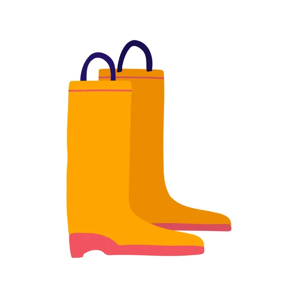 Roztomilé gumové boty na podzim, turistika, rybaření. Jednoduché gumáky v plochém stylu. Vektorová ilustrace pro web a mobilní design. — Stockový vektor