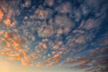 Beautiful morning sky with colorful clouds before sunrise. Dramatic sunset and sunrise