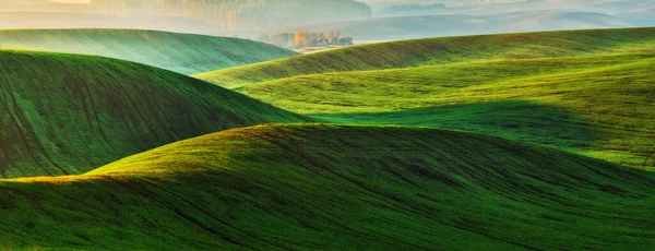 Panoramic Landscape Beautiful Green Hills Abstract Landscape Nature Ukraine — Stock Photo, Image