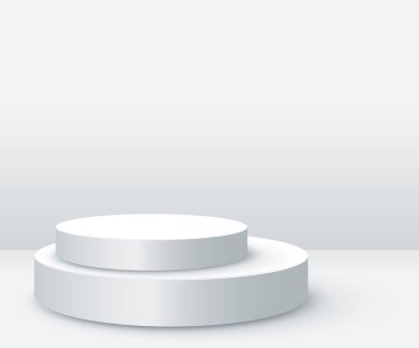 Beyaz arkaplan üzerindeki ürün sunumu için en küçük silindirik podyum