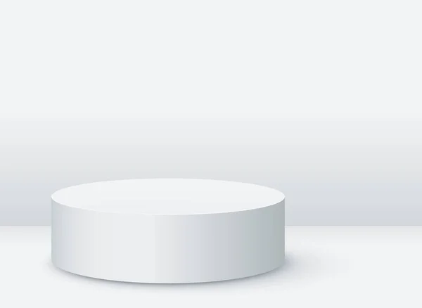 Mockup Cylindrical Podium Product Presentation White Color Background — Stock Vector